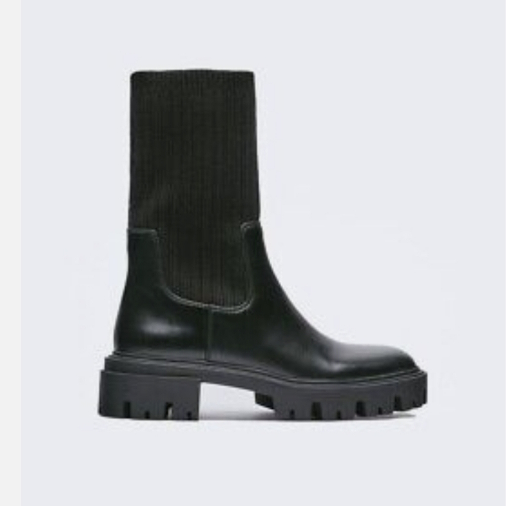 ZARA SOCK STYLE ANKLE BOOTS BLACK.EU 38 US 7.5 - Women |